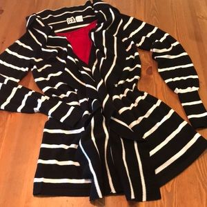 WR Striped Sweater Jacket, Blk &Wht, SZ: L